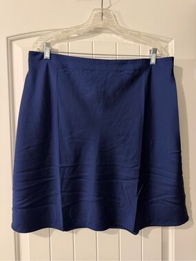 J. Crew Navy A-Line Satin Skirt size XL